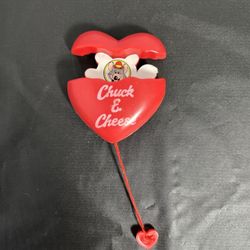 Vintage Chuck E. Cheese Pull-String Heart-Shaped Toy Collectable