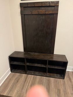 Rustic Wood Entryway Hall Tree with Bench