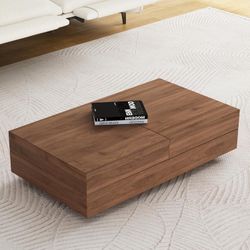 Mid-Century Modern Expandable Coffee Table (47.2"-81.8" Adjustable Centerpiece),Center Table with Large Storage for Living Room Living Rooms, Bedrooms