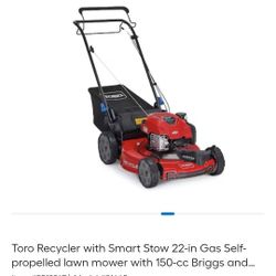PToro Recycler with Smart Stow 22-in Gas Self- propelled lawn mower with 150-cc