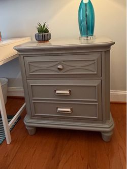 2 - grey nightstands w/usb chargers