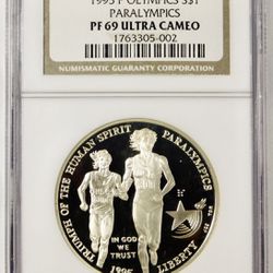 1995-P Proof "Paralympics" Commemorative Silver Dollar