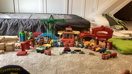 Wood toy trains