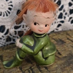 Red Haired Pixie Elf Figurine 
