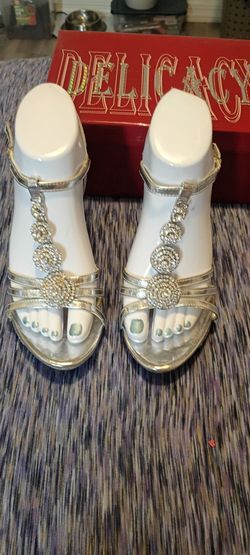 Sparkling Silver Sandals with Crystal Accents All Over- 7.5
