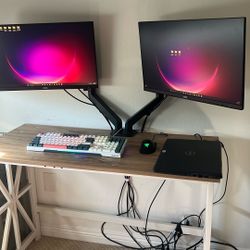Full Desk Setup With AOC Monitors