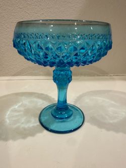 GORGEOUS Vintage Blue Indiana Glass Pedestal Candy Dish