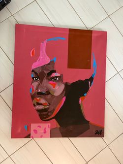 Large Original Contemporary Portrait Painting on Canvas – Signed – 2018