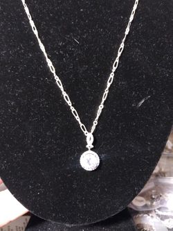Sterling silver with zc pendant on link chain