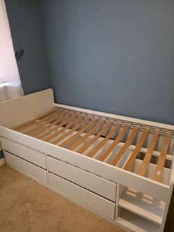 Twin Bed with storage + mattress