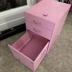Pink three Drawer Filing Cabinet