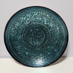 16 Inch Blue Mosaic Glass Decorative Bowl Wall Art Centerpiece