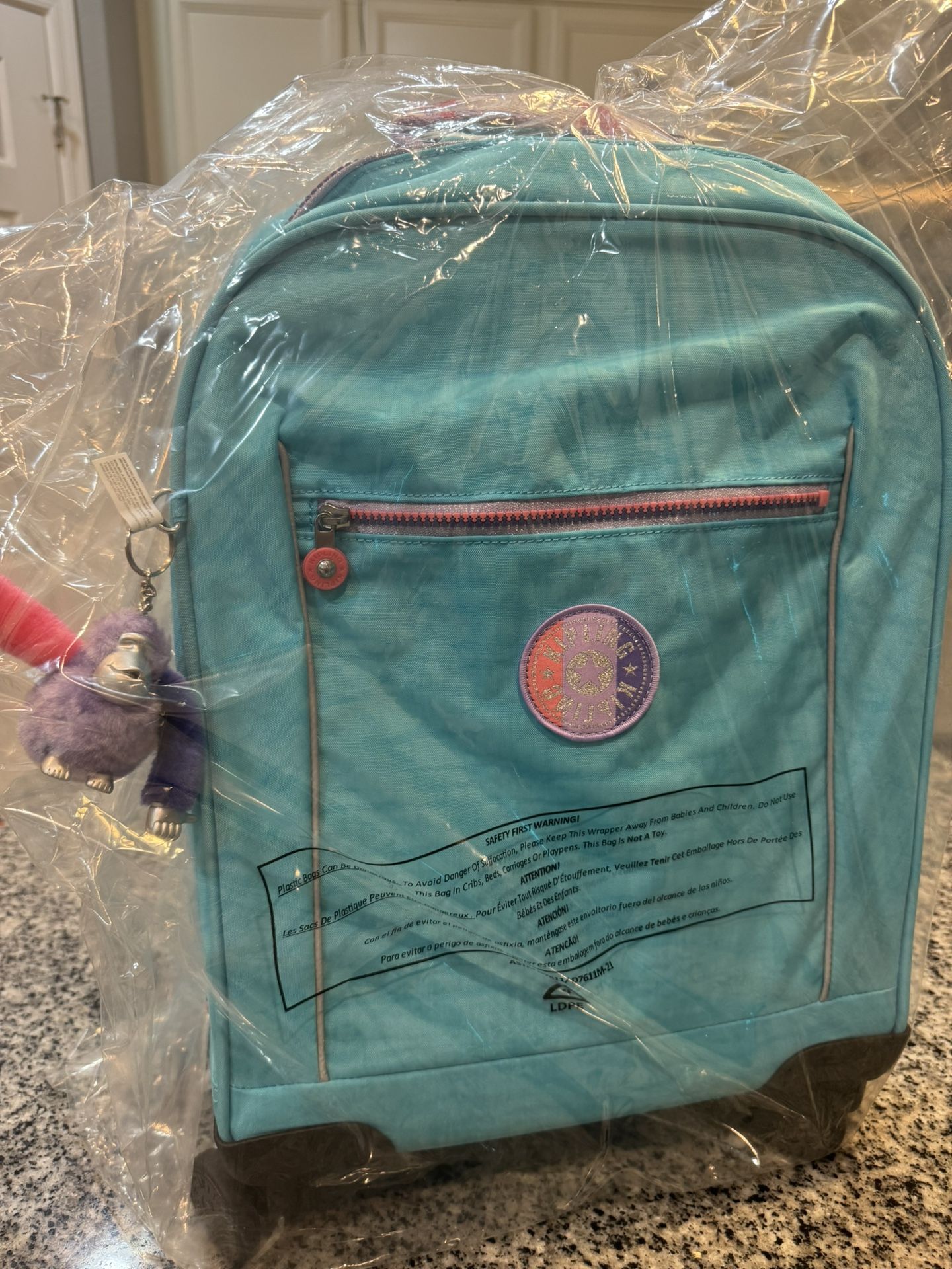 Kipling Mese Rolling Backpack Galaxy Turquoise. BRAND NEW
