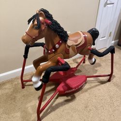 Toy Radio Flyer Blaze Interactive Riding Horse, Brown Ride-on Pony for Kids Realistic Sounds