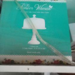 The Pioneer Woman Cake Stand With Glass Cover In Excellent Condition 