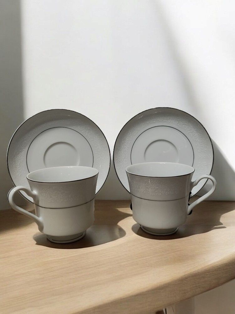 Set Of 2 Wakefield By International Fine China Teacups And Saucers
