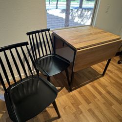 West Elm Windsor 2 dining chair Box Frame Drop Leaf Extendable Table (24"-48")