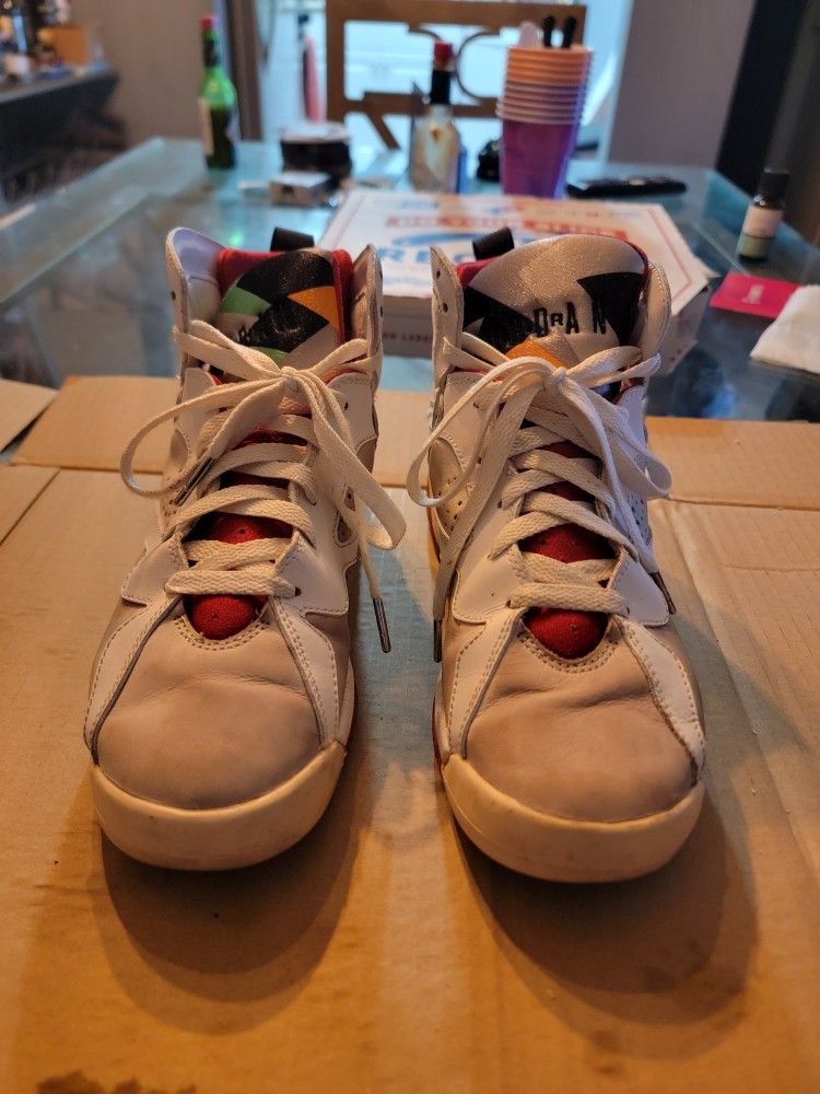 AIR JORDAN RETRO 7 WHT/RED/GRY SIZE 6.5Y