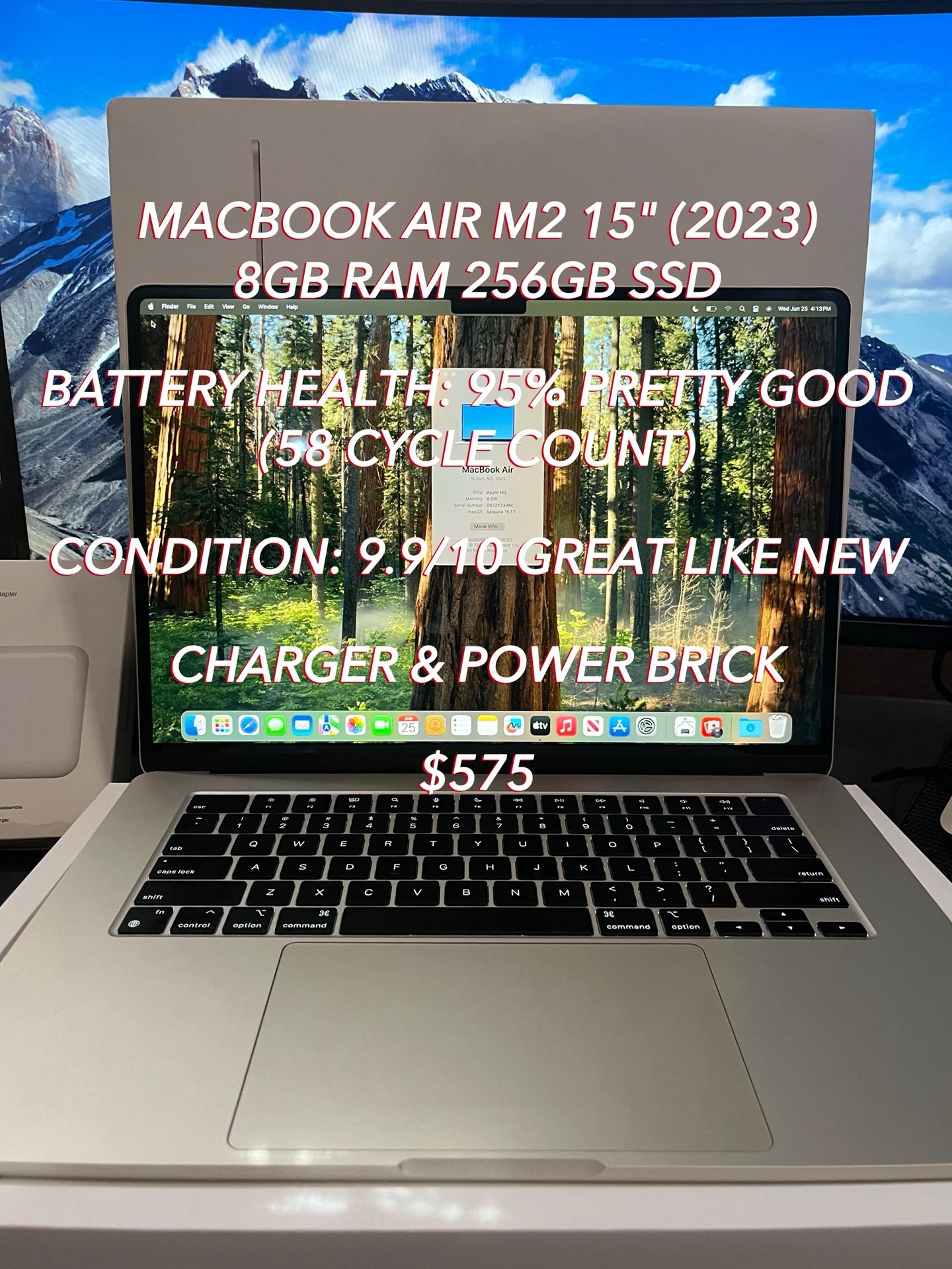 Apple MacBook Air M2 15” (2023) 8GB RAM/256GB SSD Used Like New Authentic