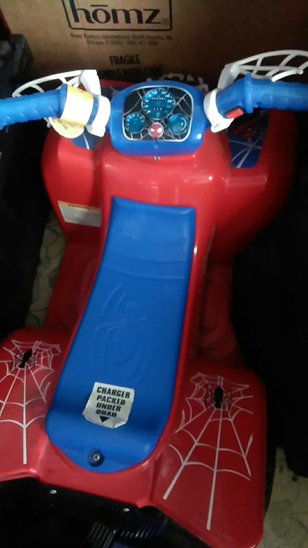 Spiderman 4 wheeler Pratacally brand new has charger and only been