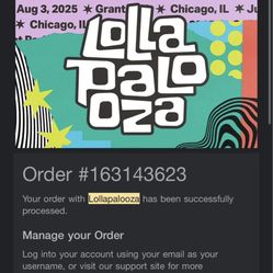 2 VIP Lollapalooza 4-Day Wristbands