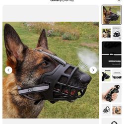 Large Dog Rubber Grey Muzzle Adjustable Basket Breathable