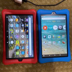 Set Of 2 Amazon Fire HD 8 with Kids Cases