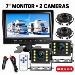 Truck & RV Backup Camera System – 7” Dual View Monitor, 2 Cameras & DVR
