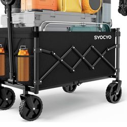 Collapsible Wagon Cart 220lbs Beach Foldable Wagon Lightweight & Portable Folding Utility Grocery Shopping Carts with Wheels for Shopping Garden and S