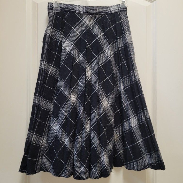 Vintage Wool Blend Pleated Skirt