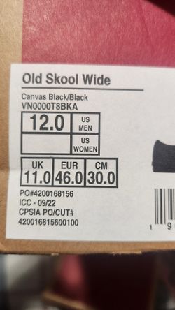 Men's VANS size 12 Wide
