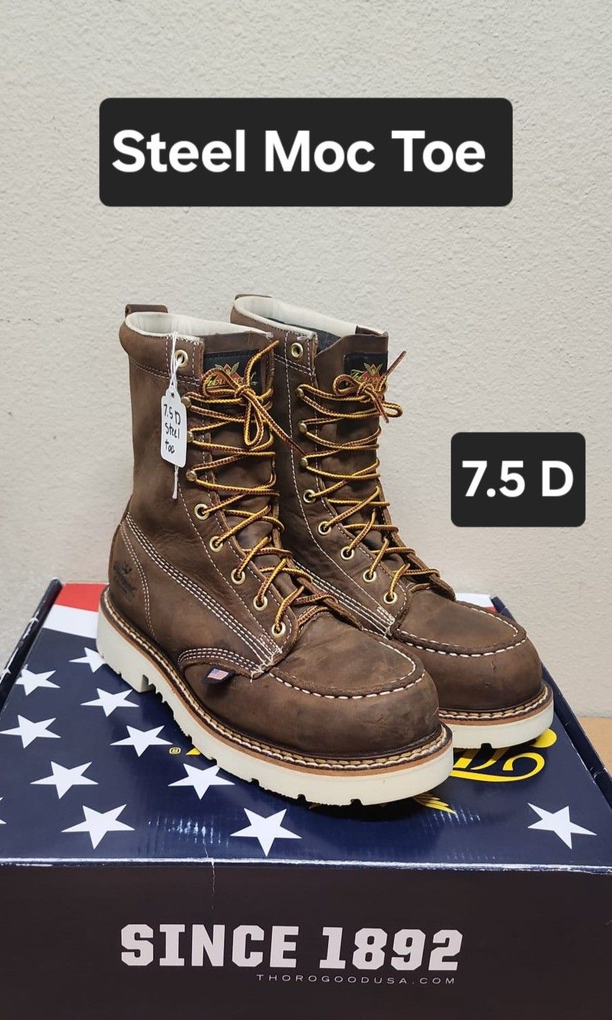 Thorogood Work Boot Size 7.5 D STEEL MOC TOE