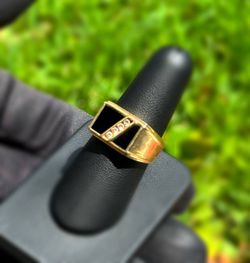 Jewelry Antique 14k solid yellow gold onyx stone natural diamond 1.00CT ring sz 8.75
