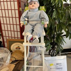baby doll with high chair