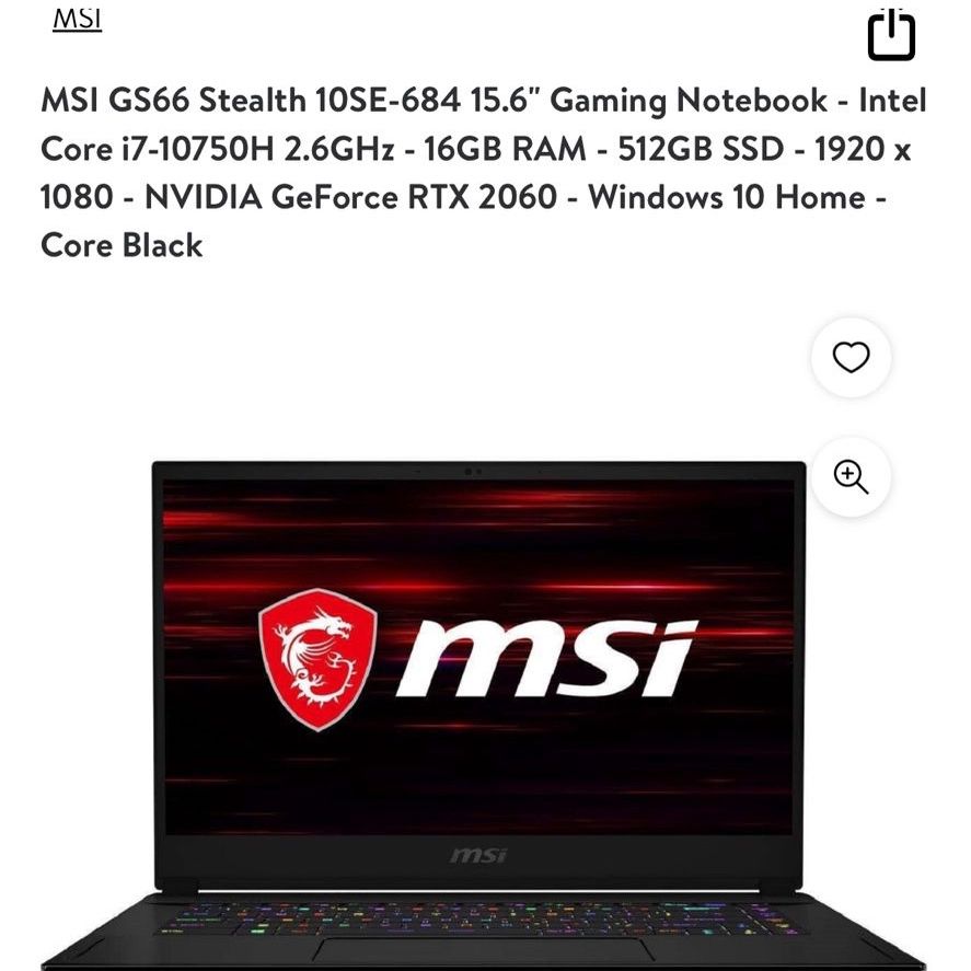 Powerful MSI GS66 Stealth Gaming Notebook - Used, But in Great Condition