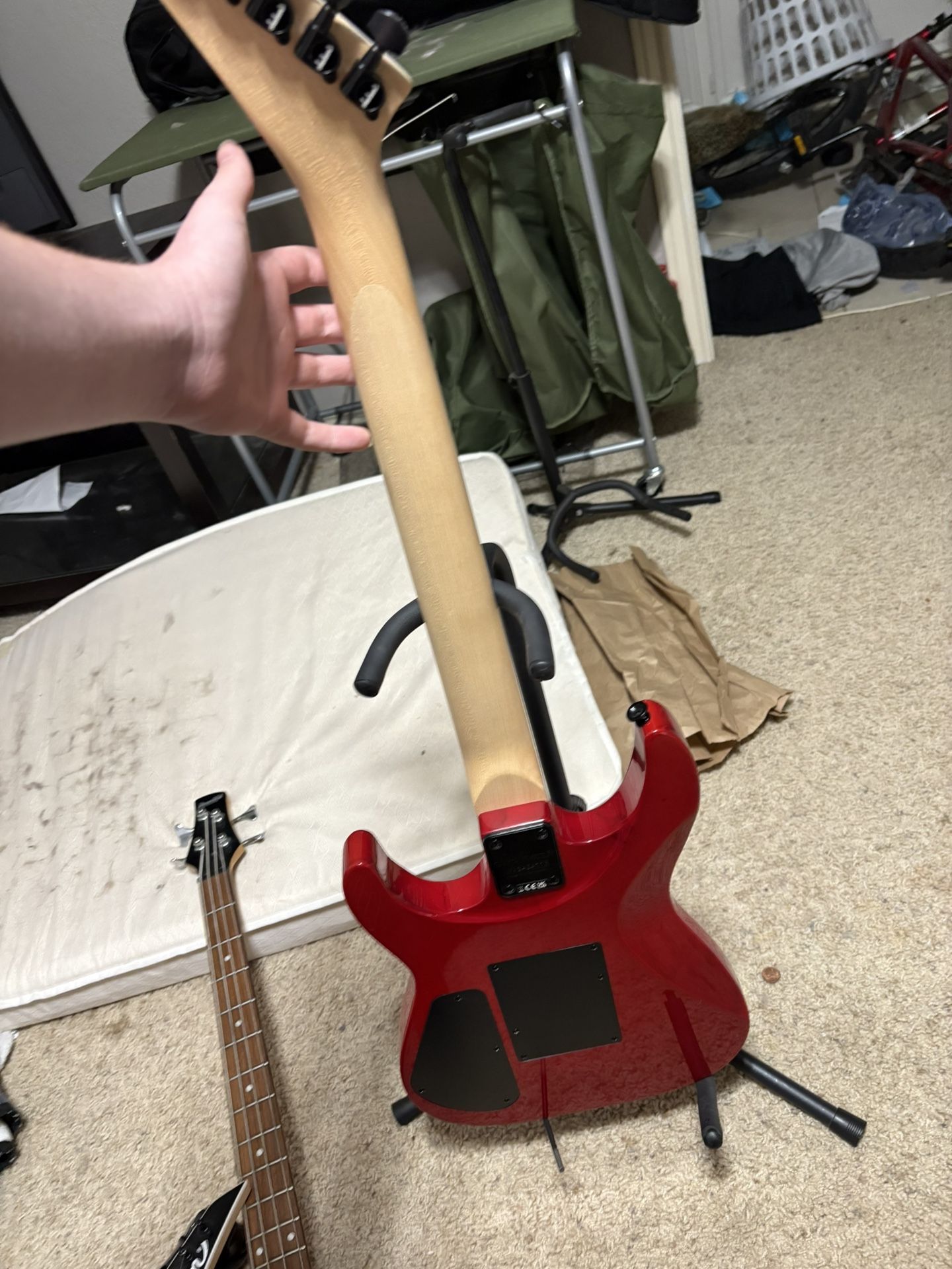 Used 2024 Jackson JS34Q Dinky red tiger stripe Solid Body Electric Guitar