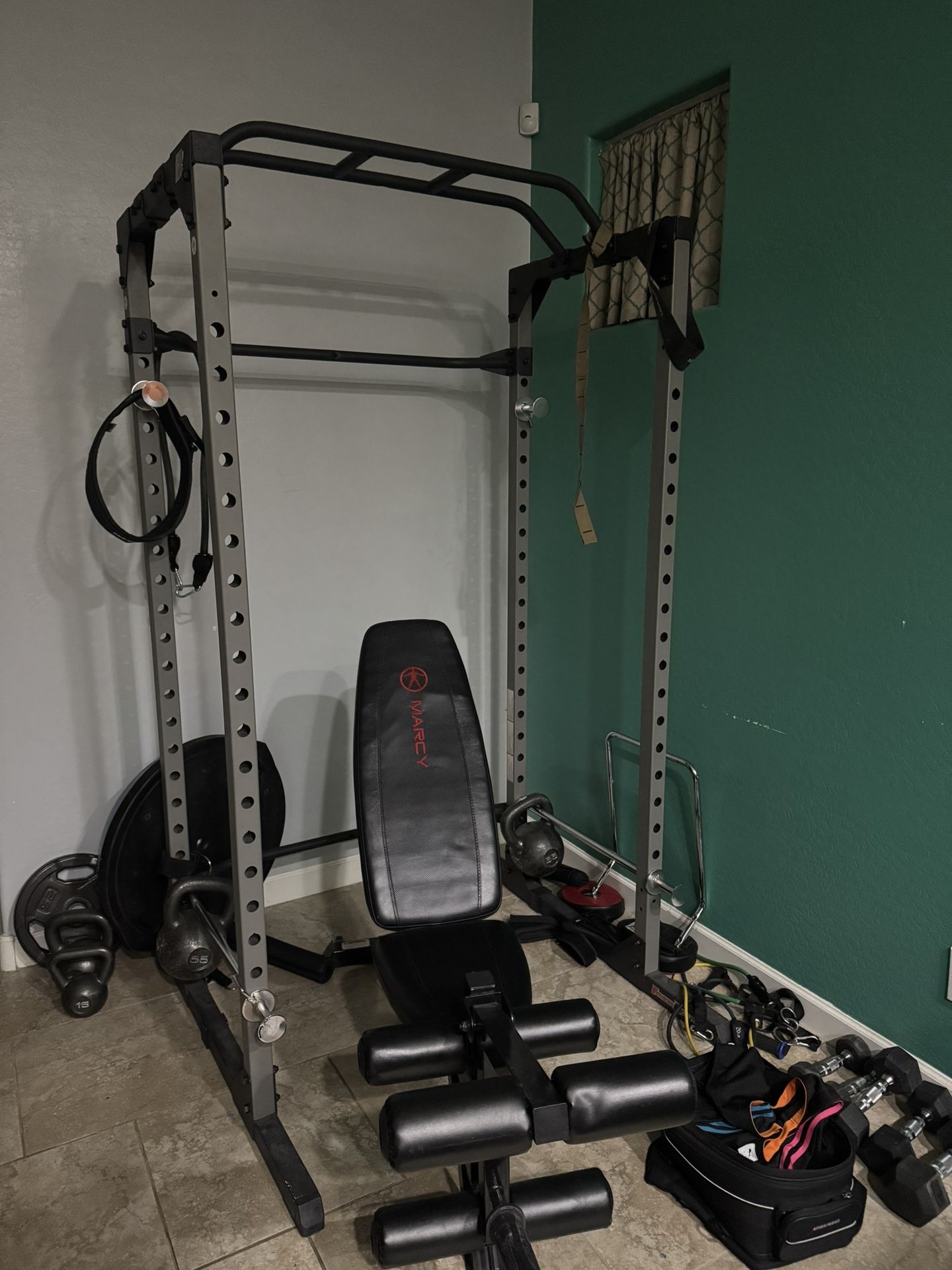 Rack And Bench + Bench Weights