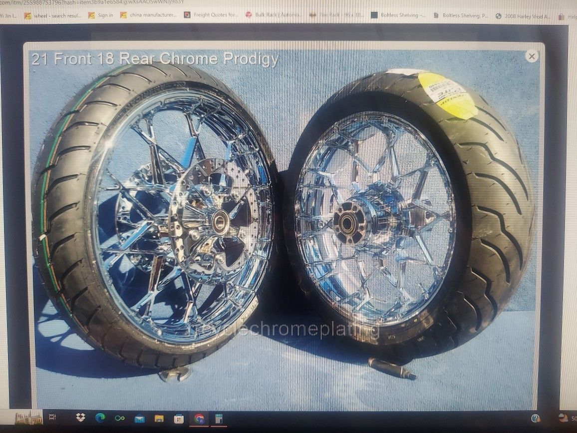 Harley Chrome Prodigy 21 Front 18 Rear Wheels With Tires & 2 front Rotors