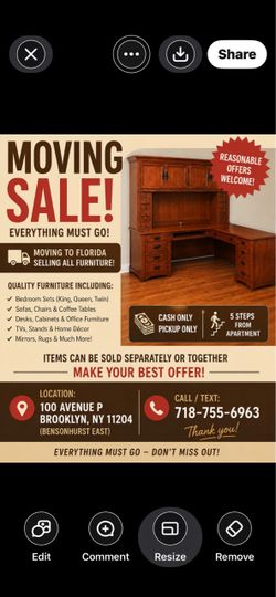 Moving sale