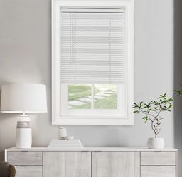 Cordless Light Filtering Mini Blind - 43 Inch Width, 64 Inch Length, 1" Slat Size - Pearl White - Cordless GII Morningstar Horizontal Windows Blinds F