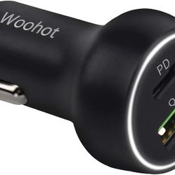 Woohot USB C Car Charger Fast Charging - 45W Dual Port PD & QC 3.0 Metal Car Charger Plug Compatible with iPhone 14 Pro Max 13 12 Samsung Galaxy S21 U