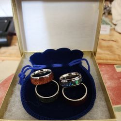 Hand crafted Aloha Abalone and Koa Wood Rings 