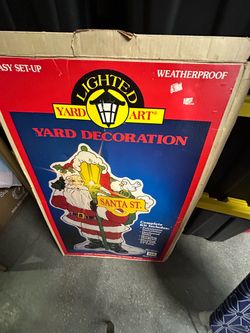 vintage 1990s Impact Plastics "Lighted Yard Art" Santa Street decoration.