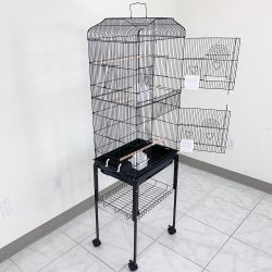 New in Box $60 Bird Cage 60” Tall Standing Parrot Parakeet with Rolling Stand 18x14x60 Inches