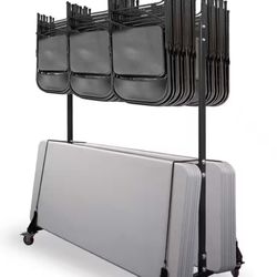 STORAGE CART FOR TABLES AND CHAIRS AND 12 CHAIRS