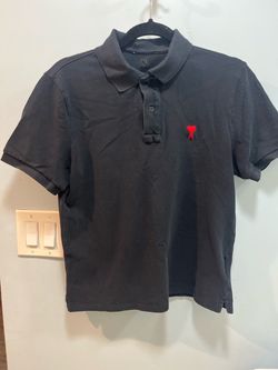 AMI Paris Black Polo Shirt Size M