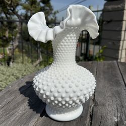 Fenton White Hobnail Vase