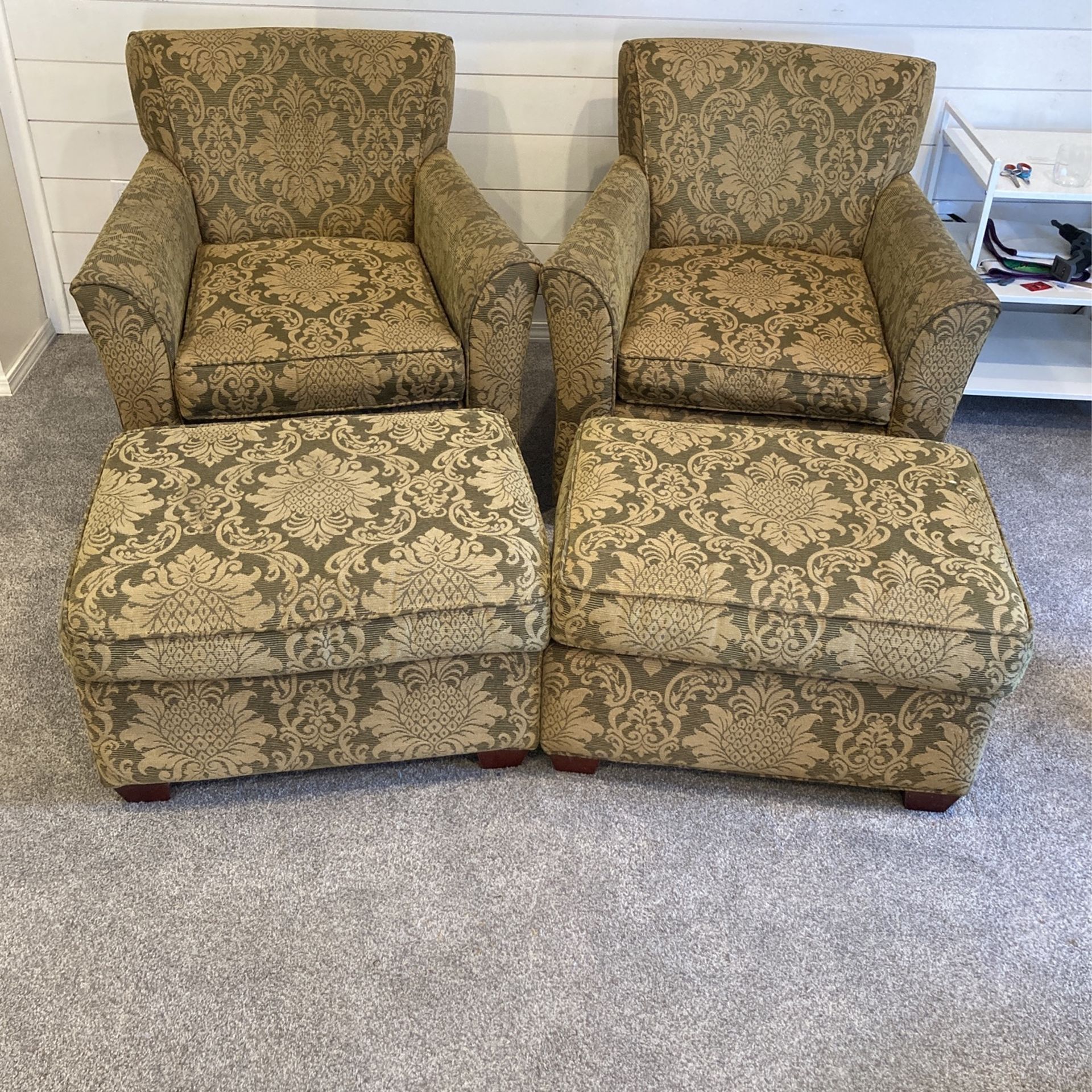 Arm Chair & Ottoman Set of 4