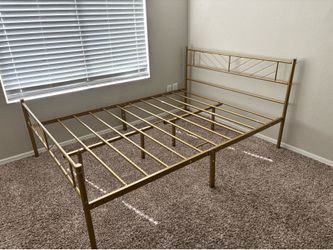 Gold, modern, full size bed frame
