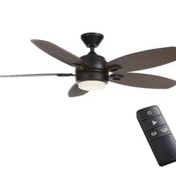 Daniel Island 52 in. White Color Changing Integrated LED Outdoor Matte Black Ceiling Fa